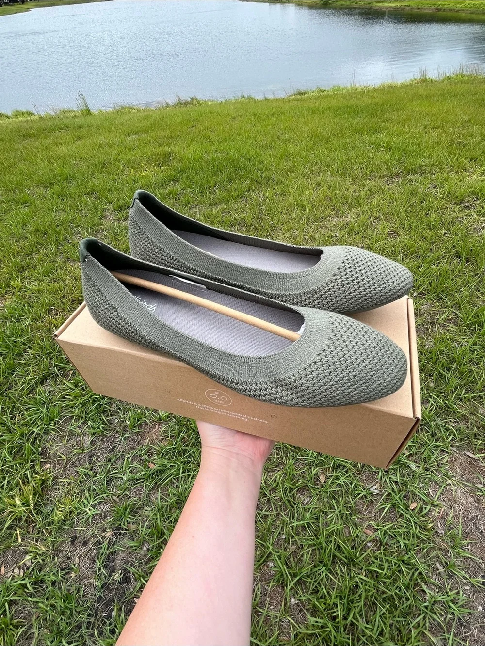 New In Box Allbirds Womens Tree Breezers Flats in Rugged Green Size 9